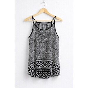 IZ Byer Black White Geometric Sleeveless Tank Top Women’s Boho Flowy